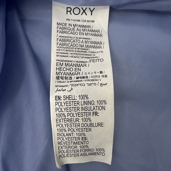 Roxy Girl Jetty Snowboarding Ski Jacket 10 M Hooded Waterproof Blue Floral Coat - Picture 12 of 13